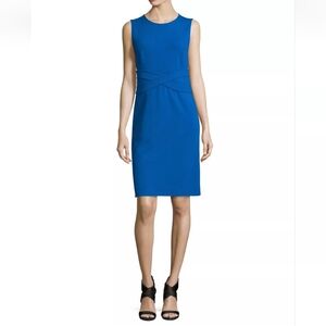 Diane Von Furstenberg Blue Riviera Evita Crepe Sheath Dress US 2 Sleeveless